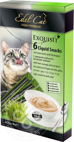 Лакомство для кошек Edel Cat крем-суп Ливерная колбаса и травы 90г (упаковка 6 шт.)