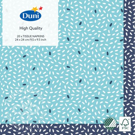 Салфетки бумажные Duni Rice Blue 3 слоя 24*24см 20шт