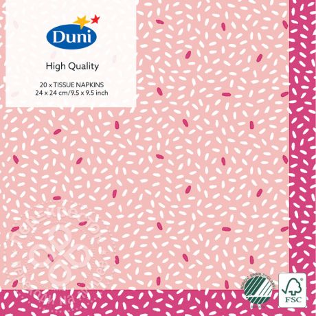 Салфетки бумажные Duni Rice Pink 3 слоя 24*24см 20шт