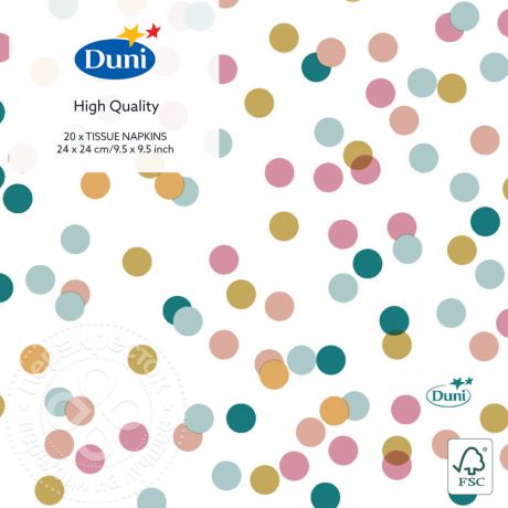 Салфетки бумажные Duni Dream Dots 3 слоя 24*24см 20шт