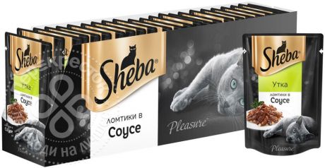Корм для кошек Sheba Pleasure Ломтики с уткой в соусе 85г (упаковка 24 шт.)