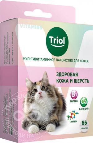 Лакомство для кошек Triol Здоровая кожа и шерсть 33г (упаковка 6 шт.)