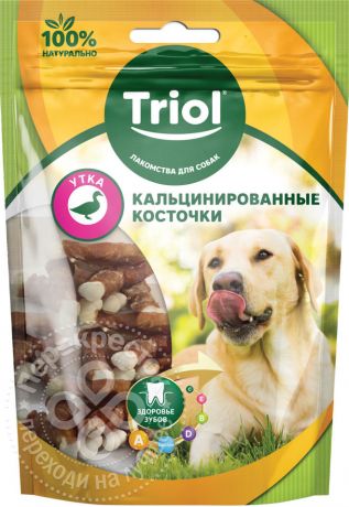 Лакомство для собак Triol Кальцинированные косточки с Уткой 70г (упаковка 6 шт.)