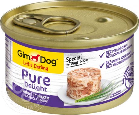 Корм для собак GimDog Pure Delight из цыпленка с тунцом 85г (упаковка 12 шт.)