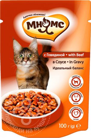 Корм для кошек Мнямс Идеальный баланс с говядиной в соусе 100г (упаковка 24 шт.)
