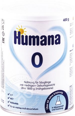 Смесь Humana 0 для недоношенных 400г