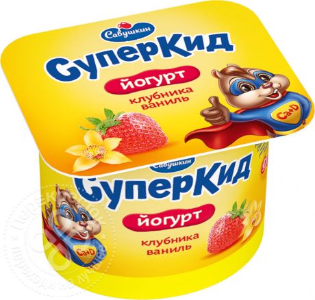 Йогурт Савушкин СуперКид Клубника-ваниль 3.5% 120г