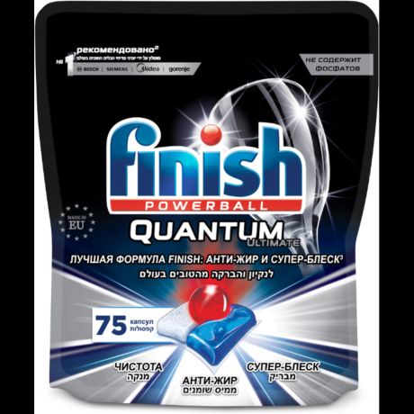 Finish Quantum Ultimate таблетки (original) дойпак для посудомоечной машины, 75 шт.