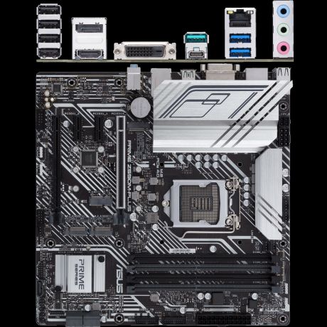 Материнская плата ASUS Prime Z590M-Plus Z590 Socket-1200 4xDDR4, 5xSATA3, RAID, 3xM.2, 2xPCI-E16x, 3xUSB3.2, 1xUSB3.2 Type C, DVI-D, DP, HDMI, Glan, mATX