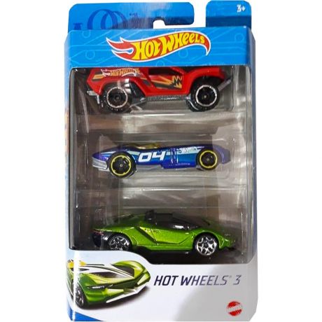 Mattel Hot Wheels K5904 3 машинки (красная, синяя 04, зеленая)