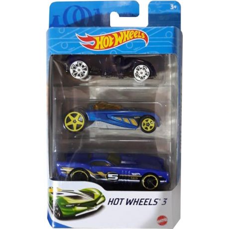 Mattel Hot Wheels K5904 3 машинки (черная, сине-желтая, синяя 5)