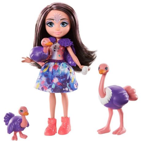 Enchantimals Mattel GJX43/GTM32 Офелия Страусси с семьей