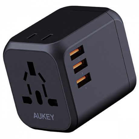 Сетевое зарядное устройство Aukey Universal Adapter PA-TA04 3xUSB-A+1xUSB-C 30W, черное