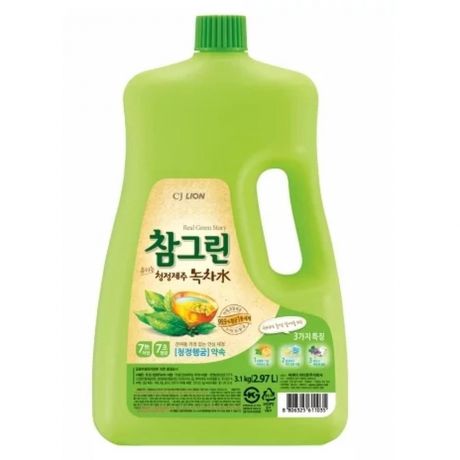 Lion Жидкость для мытья посуды Chamgreen Зелёный чай, флакон, 2,97л.