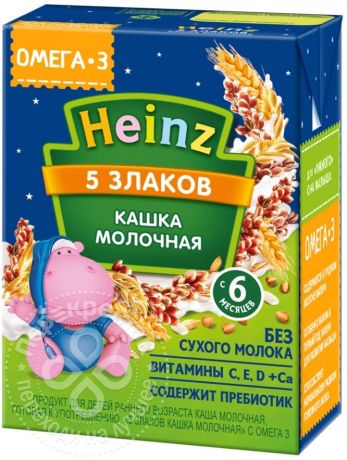 Каша Heinz 5 злаков молочная с Омега 3 200мл