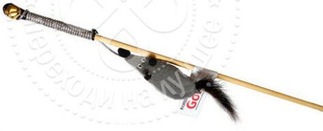 Игрушка для кошек Gosi Дразнилка Мышь с норковым хвостом на веревке на картоне с еврослотом