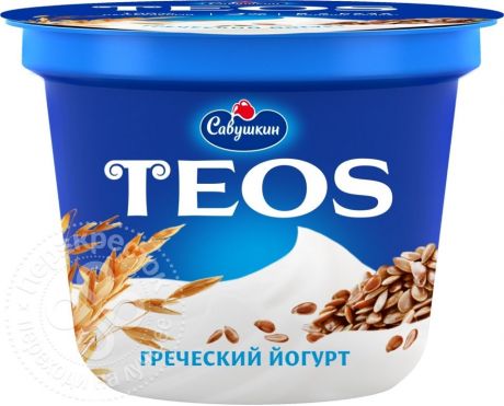 Йогурт Савушкин Греческий Teos Злаки с клетчаткой льна 2% 250г