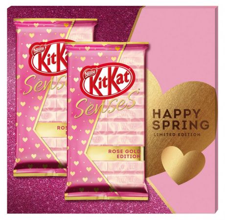 Шоколад KitKat Senses Rose Gold Edition со вкусом клубники с хрустящей вафлей, 224 г
