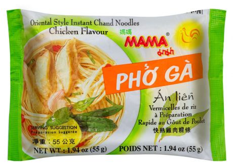 Тайская рисовая лапша «МАМА» со вкусом курицы ФО ГА брикет, 55 г