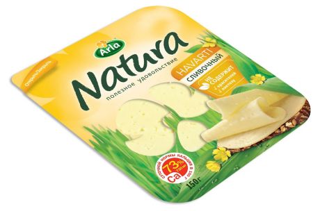 Сыр полутвердый Arla Natura сливочный 45% нарезка, 150 г
