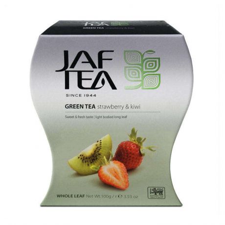 Чай зеленый JAF TEA цейлонский с клубникой и киви листовой, 100 г