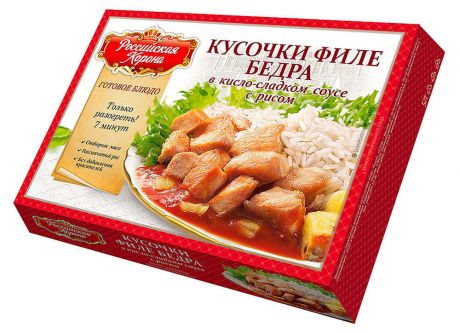 Кусочки филе бедра куриные с рисом «Российская Корона» в кисло-сладком соусе, 350 г