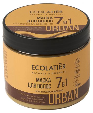 Маска для волос Ecolatier SOS Восстановление 7в1 какао и жожоба, 380 мл