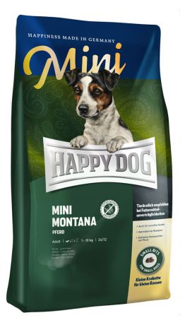 Сухой корм для собак мелких пород Happy Dog Supreme Mini Montana При кормовой непереносимости с кониной, 1 кг