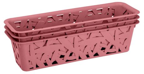 Комплект корзинок Econova розовый 23х7х8 см, 3 шт