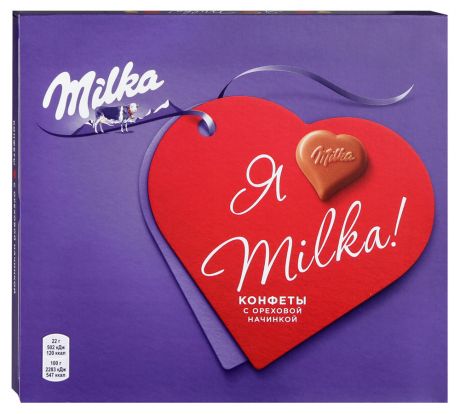 Шоколадные конфеты Milka С Любовью! С ореховой начинкой, 110 г