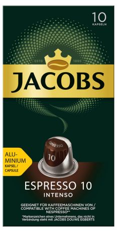 Кофе в капсулах Jacobs Espresso №10 Intenso жареный молотый, 52 г