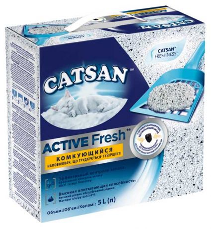 Наполнитель для кошачьего туалета Catsan Active Fresh комкующийся, 5 л