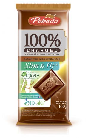 Шоколад молочный Pobeda Slim&Fit без добавления сахара, 100 г