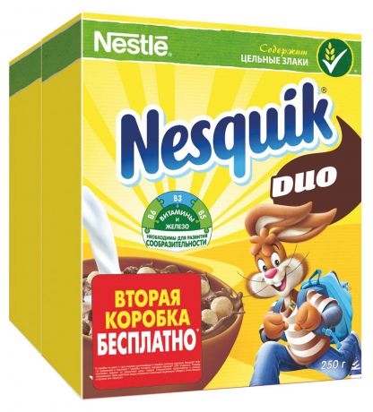 Готовый завтрак Nesquik DUO шоколадный, 500 г
