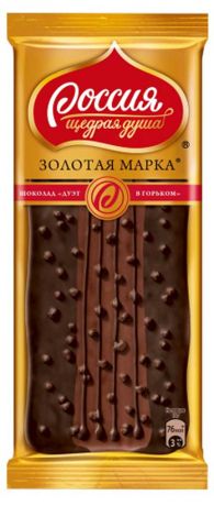 Шоколад «Россия - Щедрая душа» Золотая марка Дуэт в горьком, 85 г