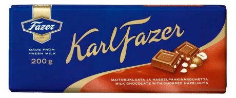 Шоколад молочный Karl Fazer с тертым фундуком, 200 г
