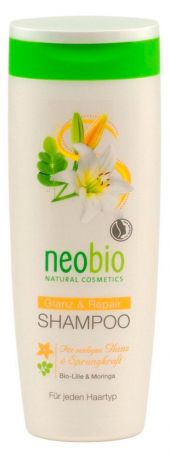 Шампунь для волос Neobio восстановление и блеск с био-лилией и морингой, 250 мл