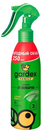 Спрей от комаров Gardex с алоэ вера 0% спирта, 150 мл