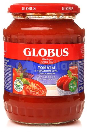 Томаты Globus с базиликом в томатном соке, 720 мл