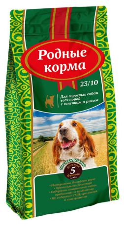 Сухой корм для взрослых собак всех пород «Родные Корма» ягненок с рисом, 2,43 кг