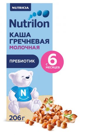 Каша молочная Nutrilon Гречневая с пребиотиком с 6 мес, 206 г