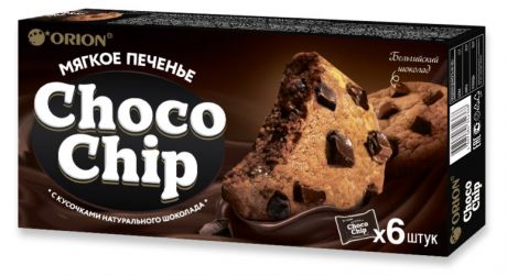 Печенье сдобное Orion Choco Chip с кусочками шоколада, 120 г