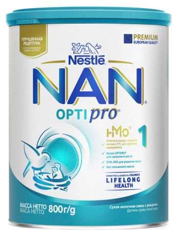 Смесь сухая молочная NAN 1 Optipro для роста иммунитета и развития мозга с рождения, 800 г