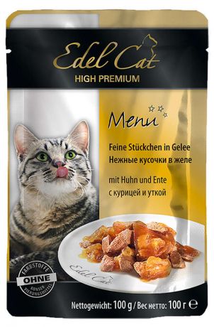Корм для кошек Edel Cat курица и утка в желе, 100 г