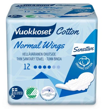 Прокладки гигиенические Vuokkoset Cotton Normal Wings, 12 шт