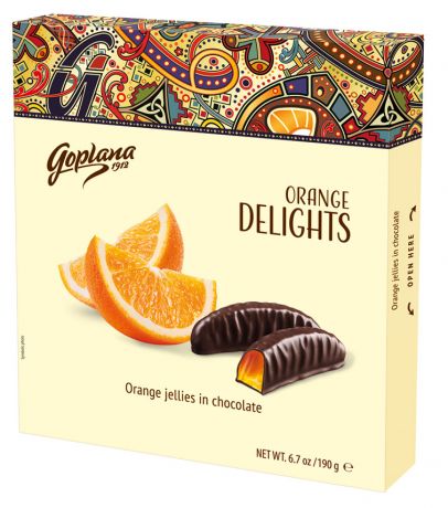 Мармелад в шоколаде Goplana ORANGE DELIGHTS апельсин, 190 г