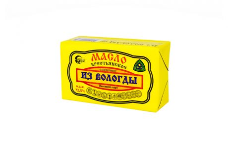 Масло сливочное «Из Вологды» Крестьянское 72,5%, 180 г