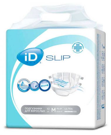 Подгузники урологические для взрослых iD Slip Basic размер M, 10 шт