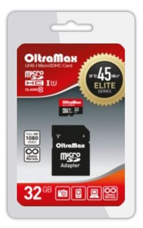 Карта памяти MicroSD OltraMax Elite UHS-I 32GB с адаптером