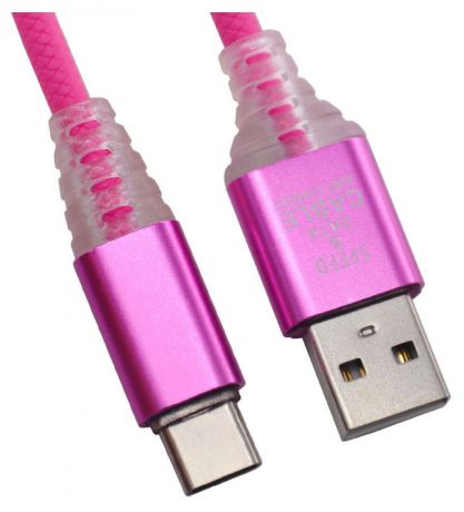 USB кабель Liberty Project Type-C Змея LED TPE розовый